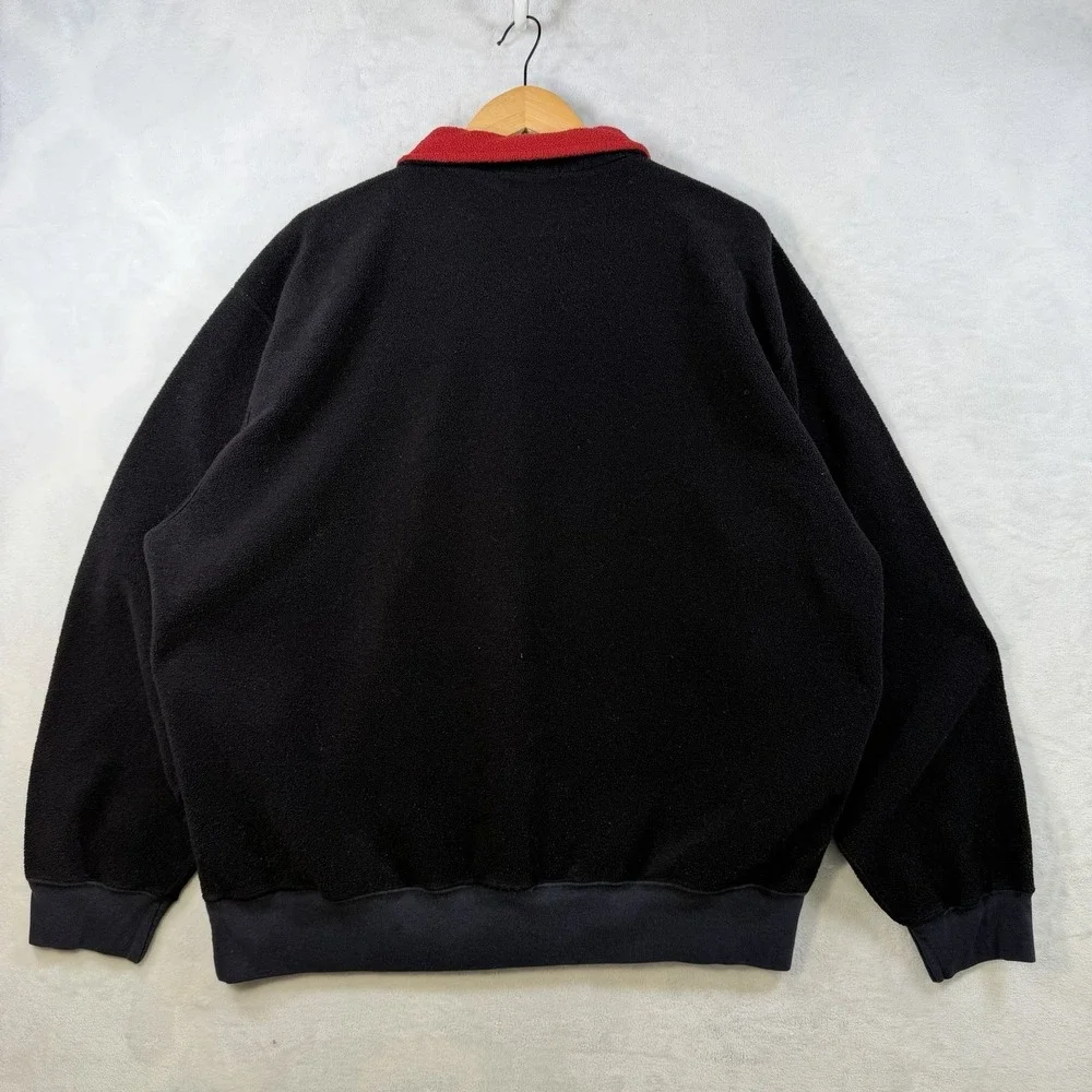 Polo Ralph Lauren 1/4 Zip Fleece Pullover Adult XL Black Red Jacket Embroidered